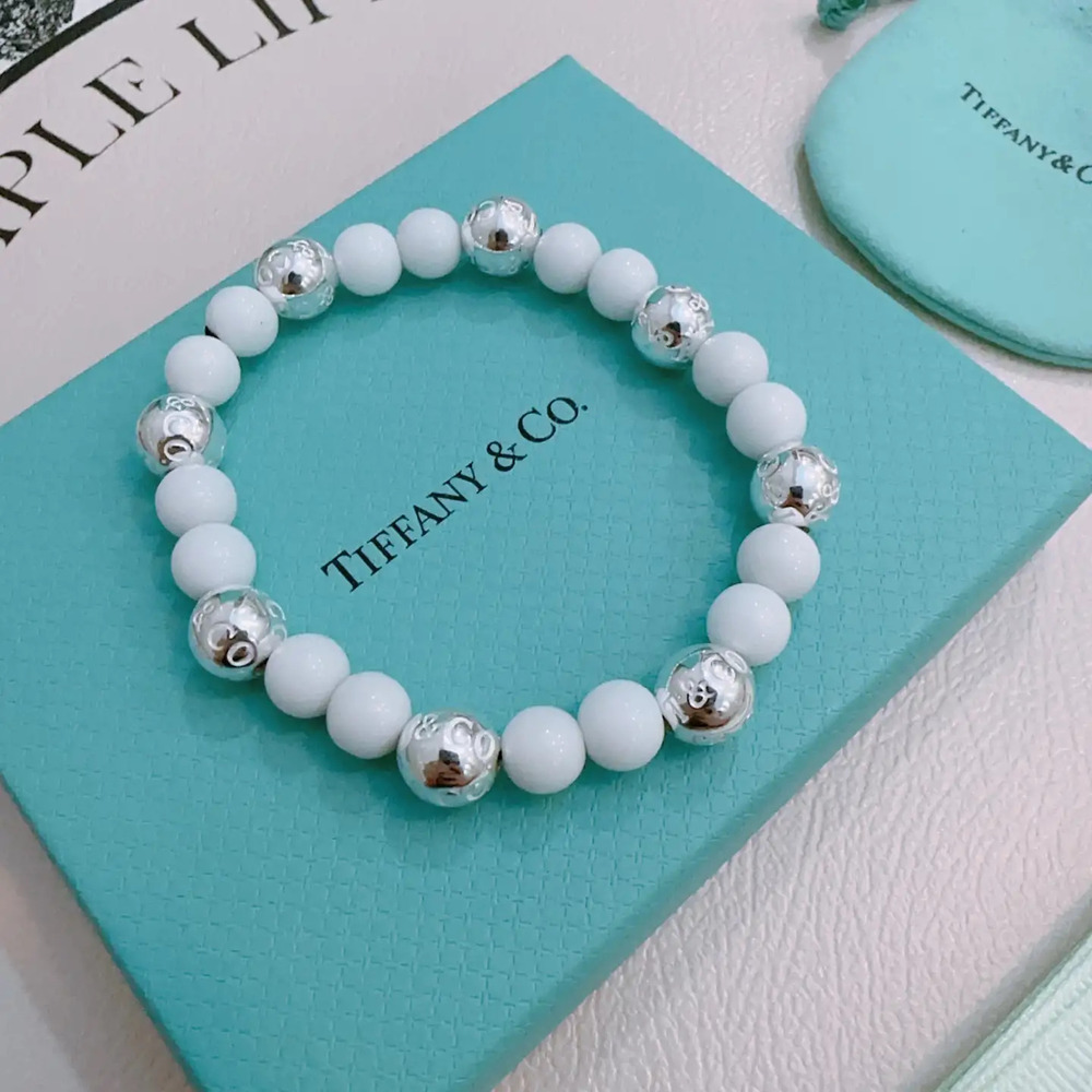 Tiffany & Co. Multi-Element Agate White and Silver Bracelet